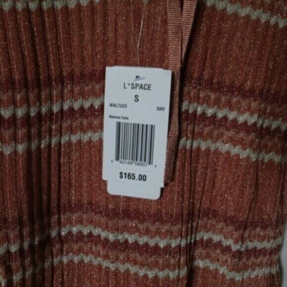 NWT L*Space Mini Dress Bathing Suit Coverup Tunic Striped Knit Long Sleeve - Picture 6 of 12